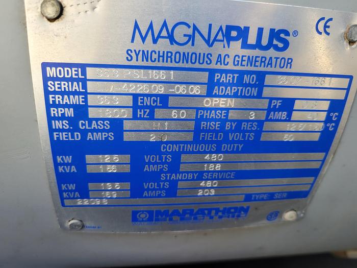 Used 125kW Magnum 155 Generator with Trailer