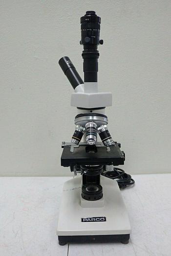 Used Parco 9505087 Microscope with 4 Objectives & Navitar 16mm CCTV Lens F/1.6 Japan
