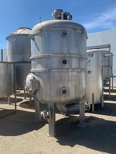 Used 1200 Gallon Vertical Stainless Steel Dearator Vacuum Juice Tank