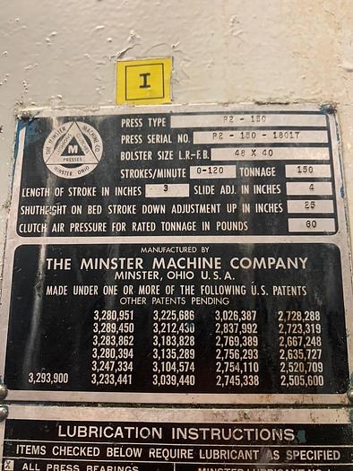 Used MINSTER P2-150