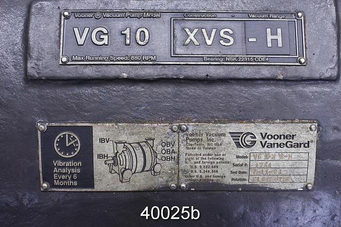 Used Vooner Vangard Model VG10 XVS-H Vacuum Pump #40025