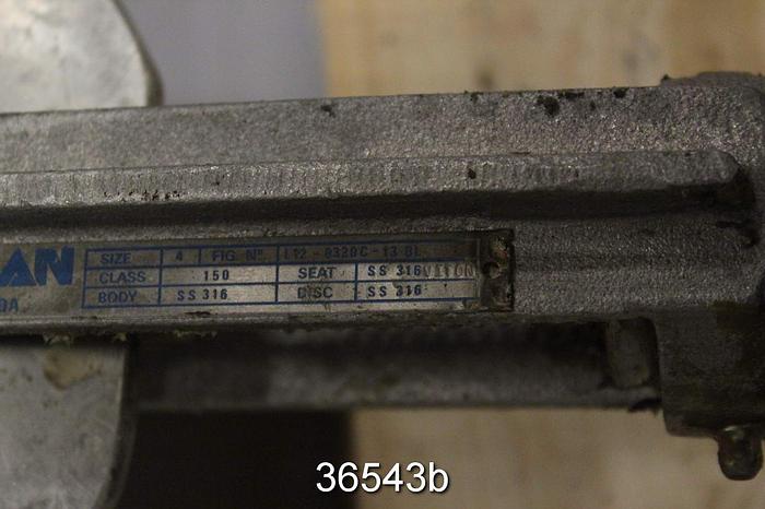 Used Velan 4" Hand Operated Knife Gate Valve, L12-0320C-13BL #36543