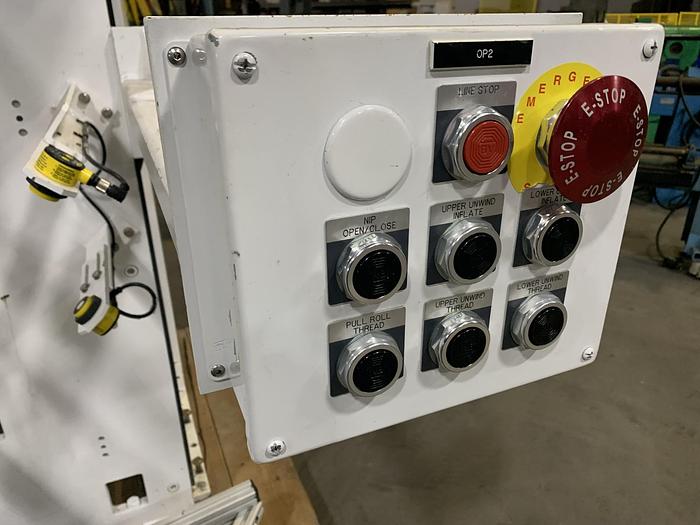 Used 18" WIDE WEBEX MODEL 1251 DUPLEX REWINDER W SIMCO ION BLOWER AND COGNEX CAMERA