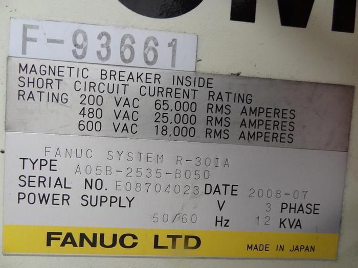 Used FANUC R2000iB/210F 6 AXIS CNC ROBOT W/R30iA CONTROLS