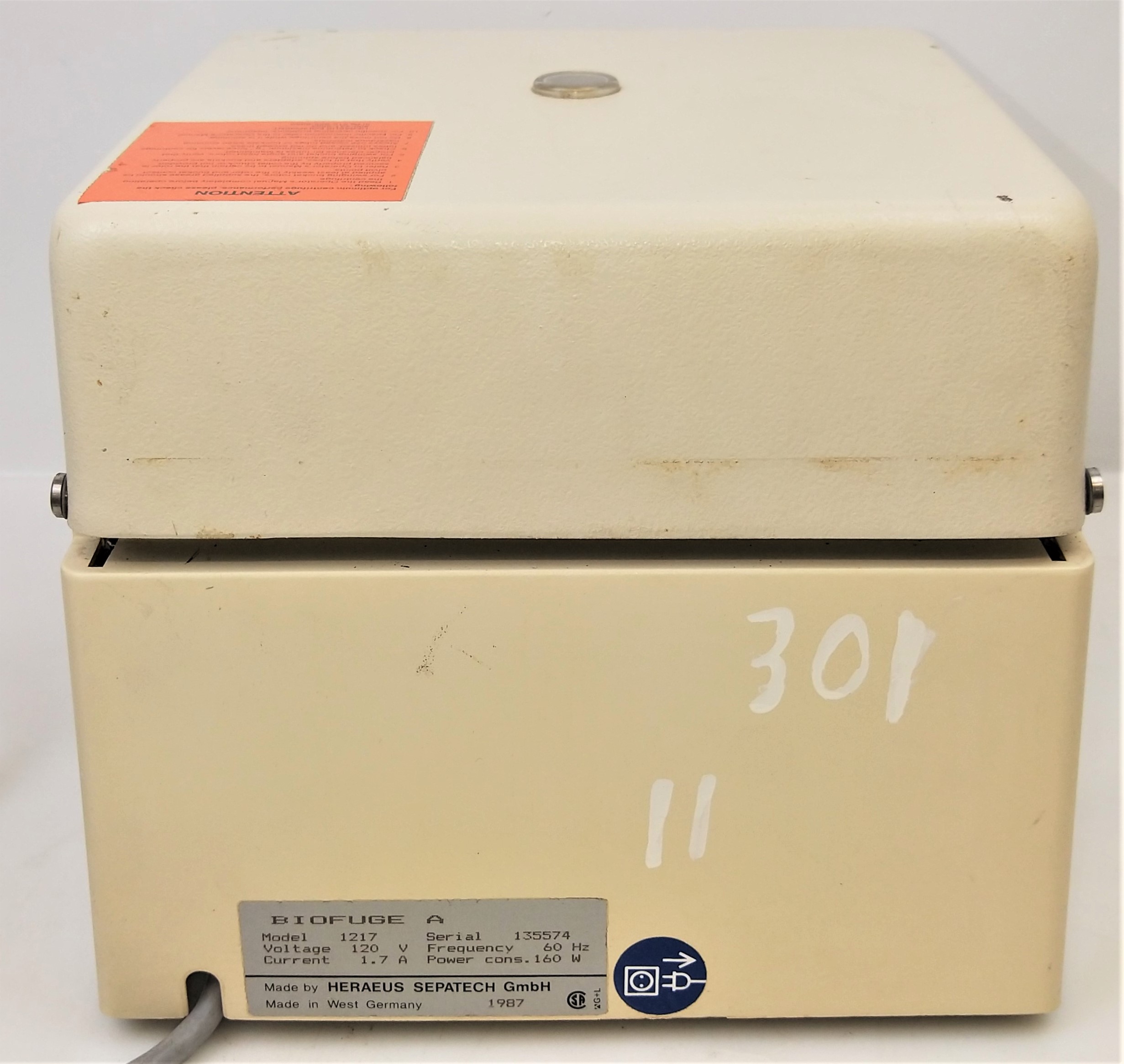 Used Heraeus Sepatech Biofuge A 1217 Microcentrifuge with Rotor - 24 x 1.5mL