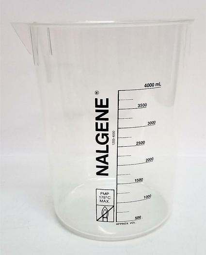 Thermo Scientific Nalgene 1203-4000 PMP Beaker 4000mL NEW LOT of 4 (4902)