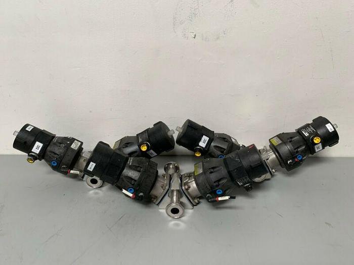 Used 2 ITT Sherotec 90PSI Stainless Steel Valves w/ 2 Position Monitors & 1" Sanitary