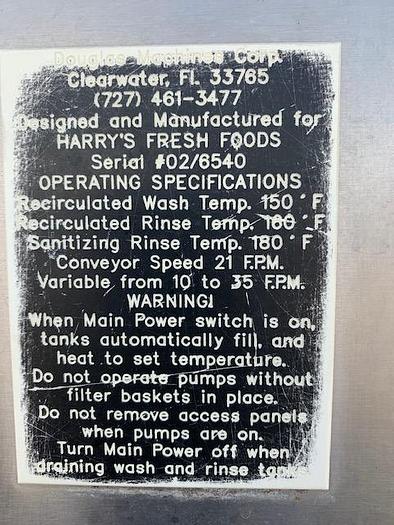 Used Douglas Tray-Tote Washer Model WR-2500