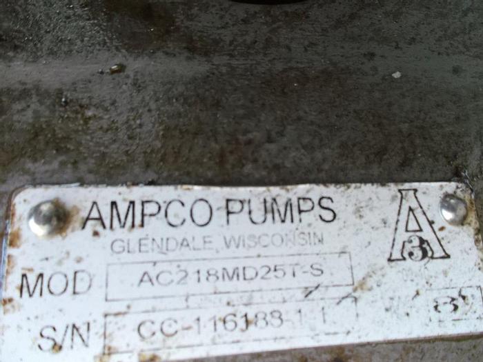 Used Pump, Centrif., 15 HP, 316 S/st, Ampco, AC218MD25T-S, 3" #S740228