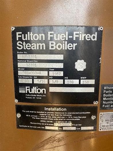 Used Boiler, 60 HP, Fulton, Mdl FB-060-A, 150 PSI #S744574