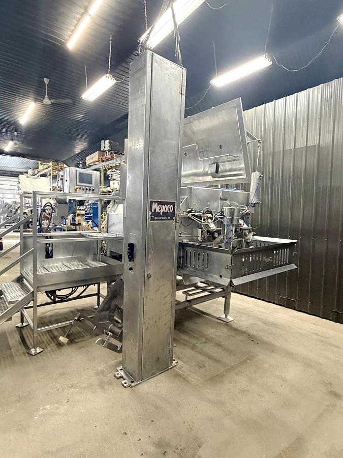 Used Je Recois - Mepaco double ribbon blender, with dumbing column and control panel, jacketed