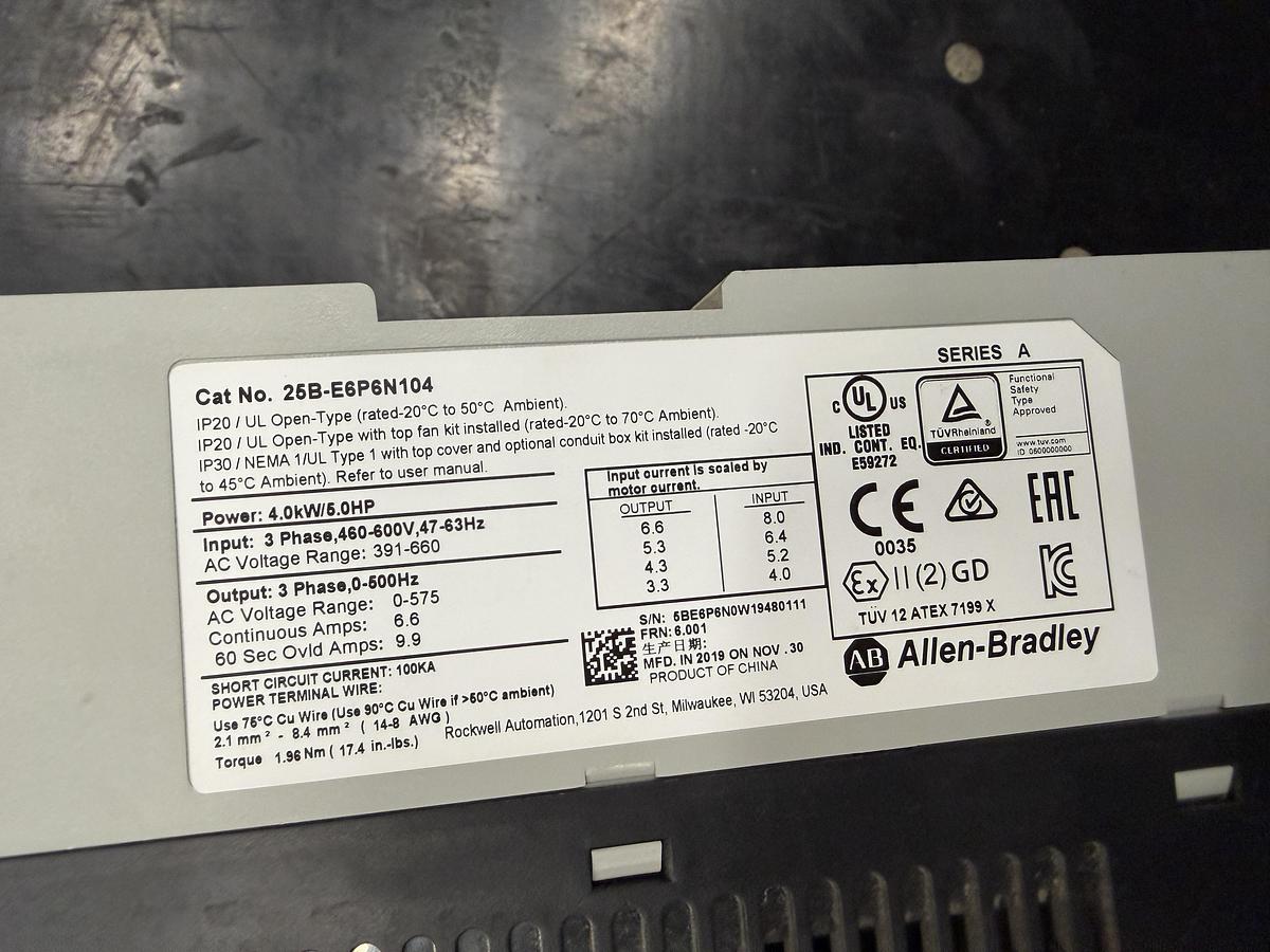 Used Used Allen-Bradley Variable Frequency Drive, 5 HP, 460-600V - Quantity Available : 21