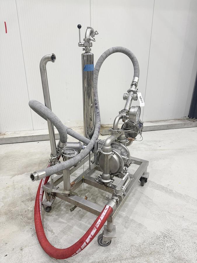 Used Used Wilden Saniflo Diaphragm Pump, 2" X 2'', with Cesco Magnet Trap & Filter