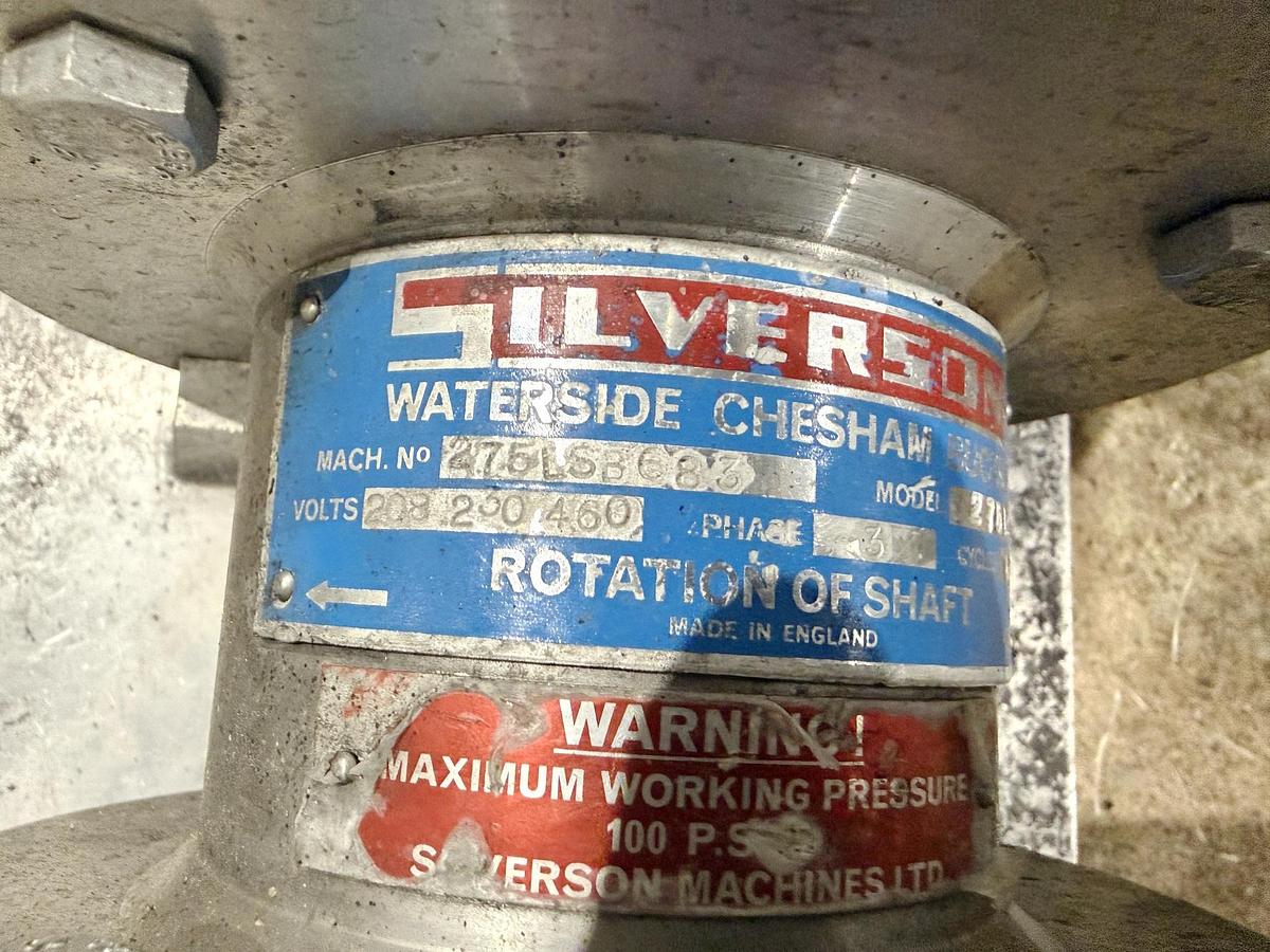 Used Used Silverson In-Line Homogenizer, 2 HP