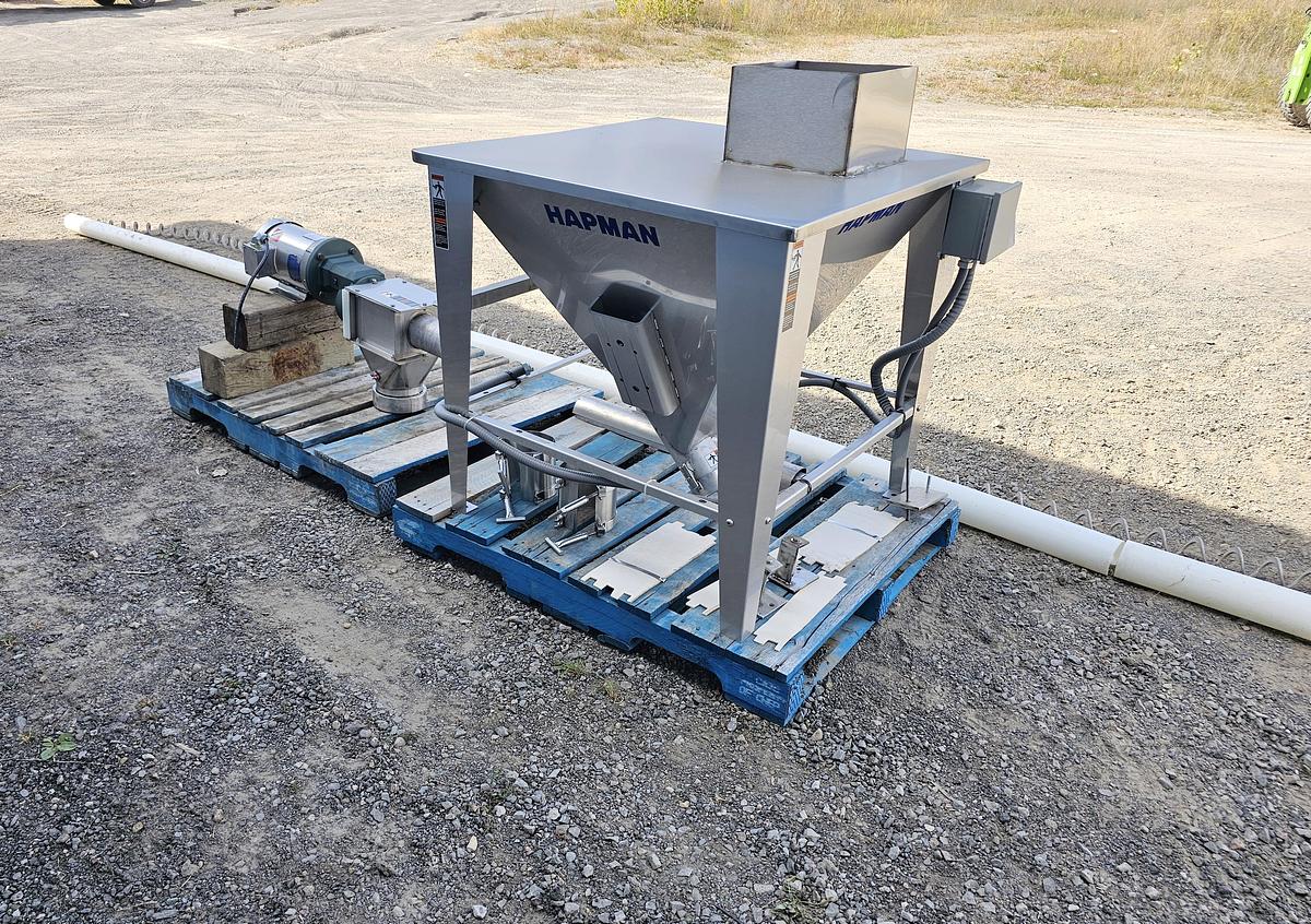 Used Harry Davis NY - Lot 140A - Hopper + Lot 140B - Auger Elevator with Motor (inventoried together)