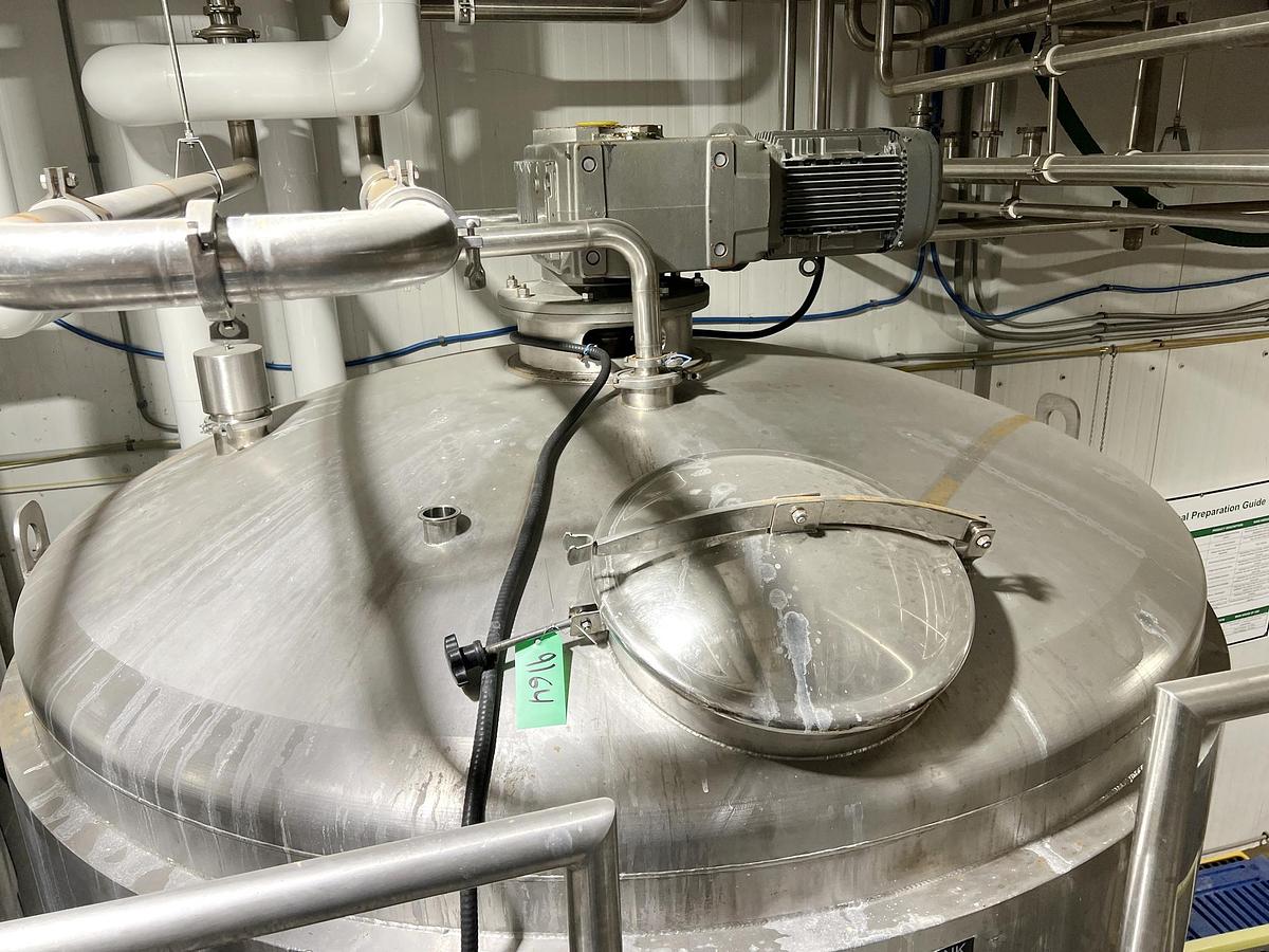 Used Used 2500 Gallon Jacketed Tank, Stainless Steel, With Scrape Agitation & Twin Screw Pump
