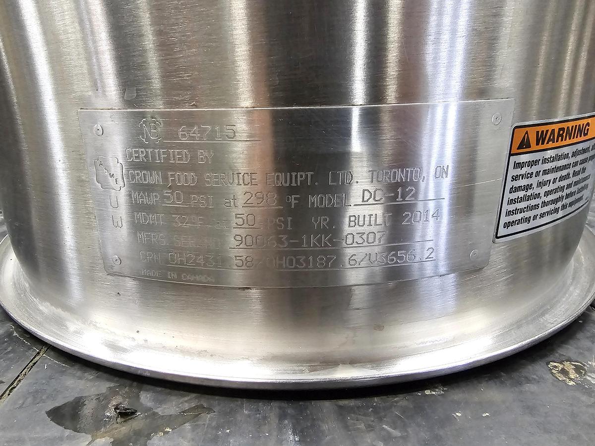 Used Used Crown Food Service Equipt. LTD Kettle, 12 Gallon, Stainless Steel