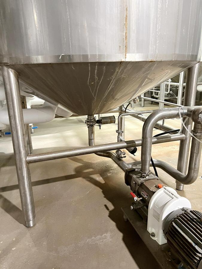 Used Used 2500 Gallon Jacketed Tank, Stainless Steel, With Scrape Agitation & Twin Screw Pump