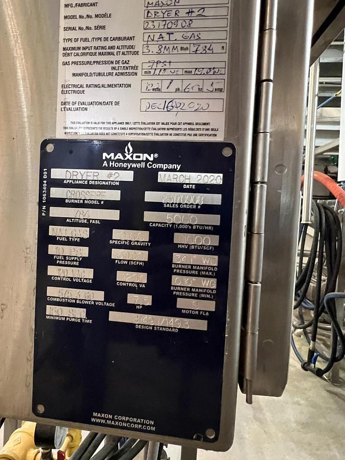 Used Used Mariott Walker - Model 10.5T-1-C-BH Spray Dryer