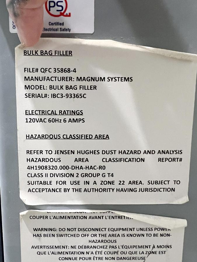 Used Used Magnum Systems IBC-3000 Bulk Bag Filling Station