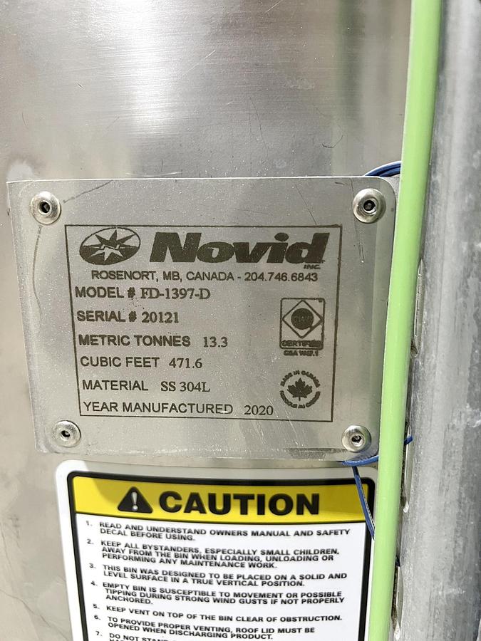 Used Used 3528 Gallon Tank (471.6 Cu.Ft. Silo), 304L Stainless Steel