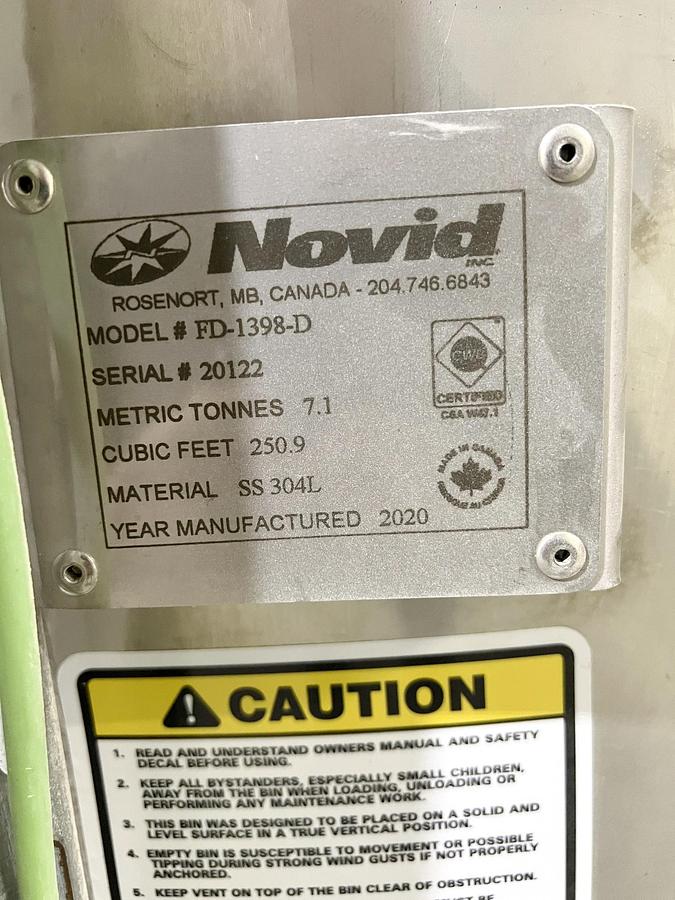 Used Used 1877 Gallon Tank (250.9 Cu.Ft. Silo), 304L Stainless Steel