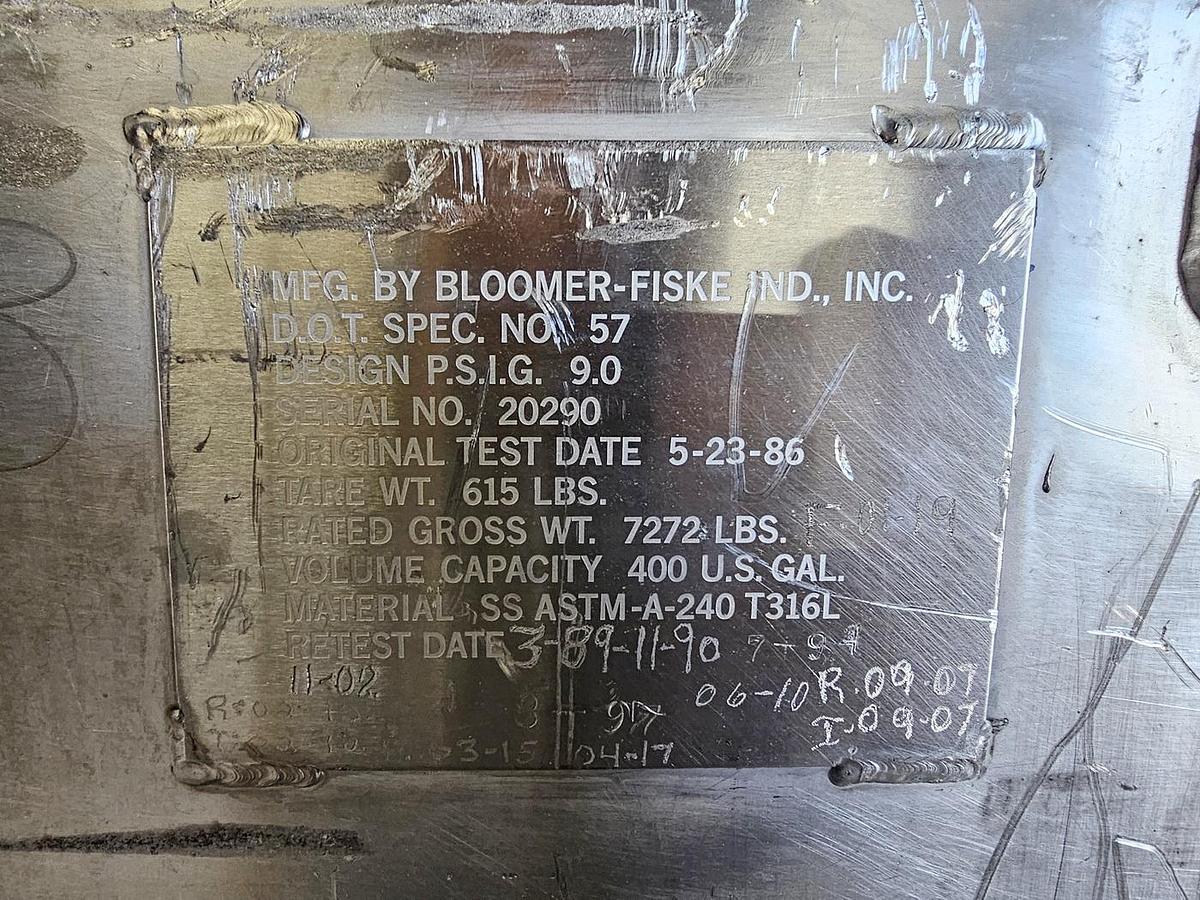 Used Used 350 Gallon IBC Tank (Tote), 304 Stainless Steel