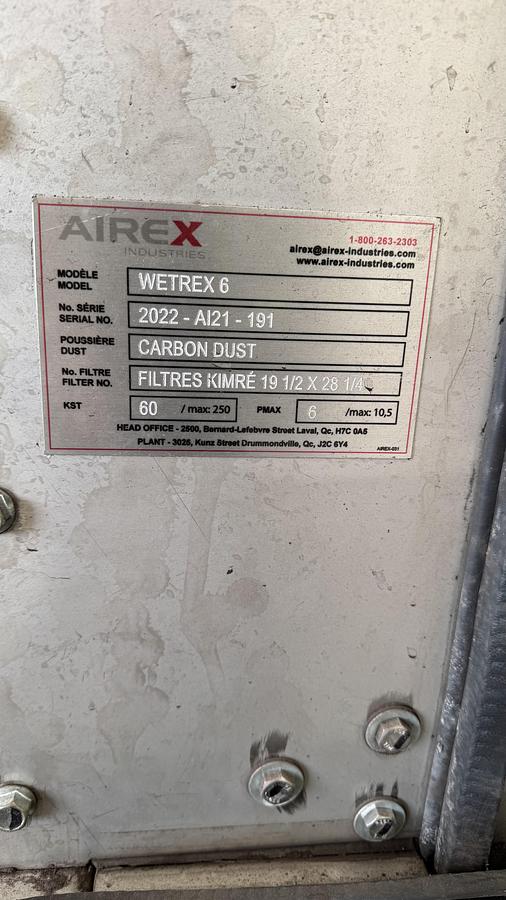 Used Used Airex Wet Dust Collector, Model Wetrex 6, Like New