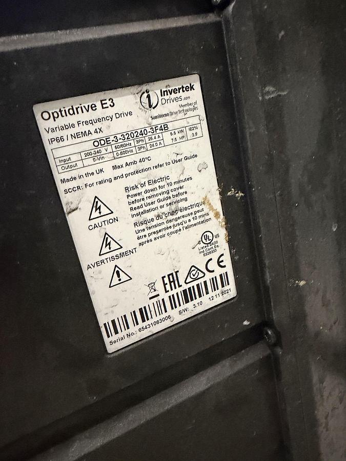 Used Used Inoxpa Centrifugal Pump, 2" X 1.5", 5 HP, with VFD
