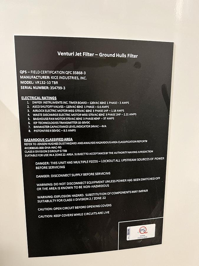 Used Used Kice XP Venturi Jet Filter, With Rotary Airlock & Fan