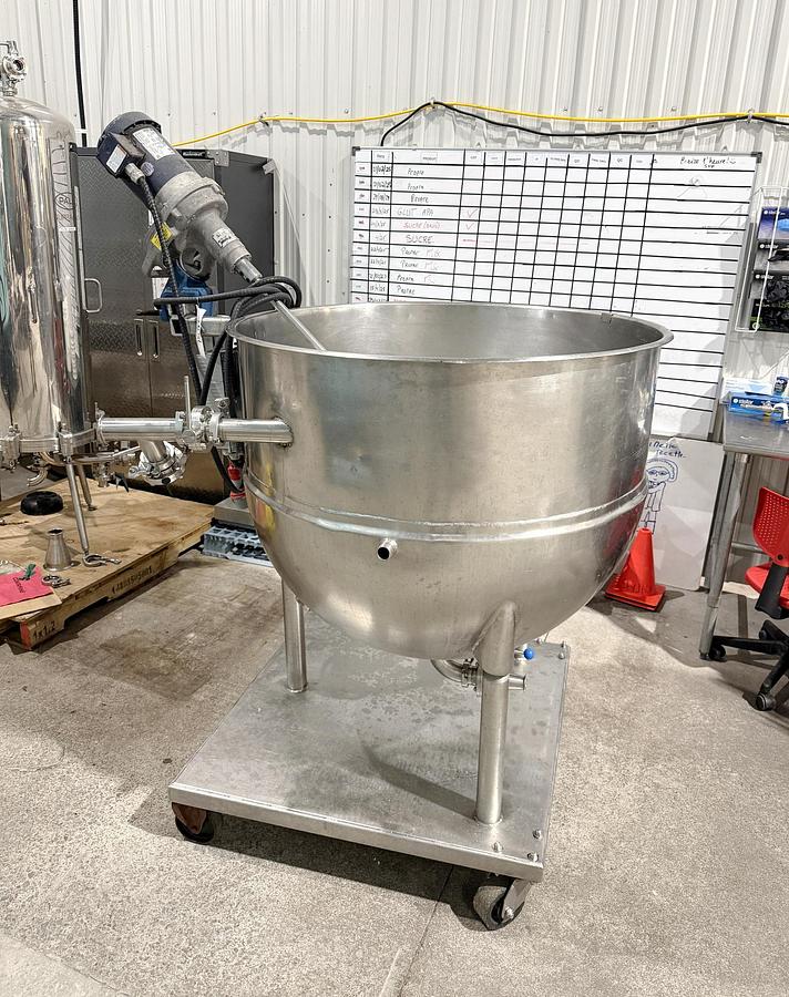 Used Used 125 Gallon Jacketed Tank (Kettle), Stainless Steel, With Mixer