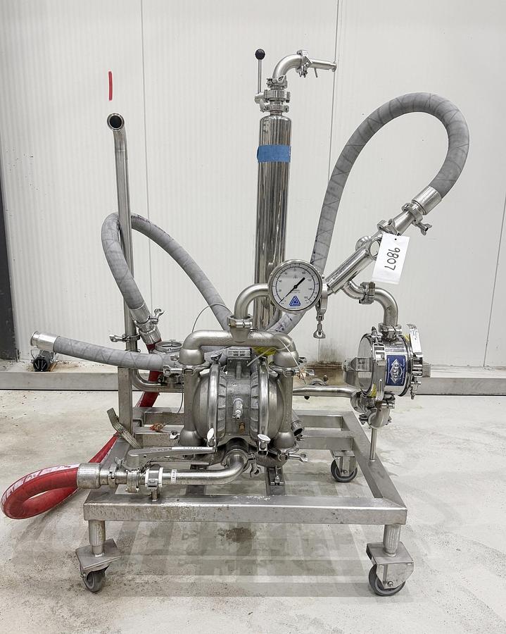 Used Used Wilden Saniflo Diaphragm Pump, 2" X 2'', with Cesco Magnet Trap & Filter