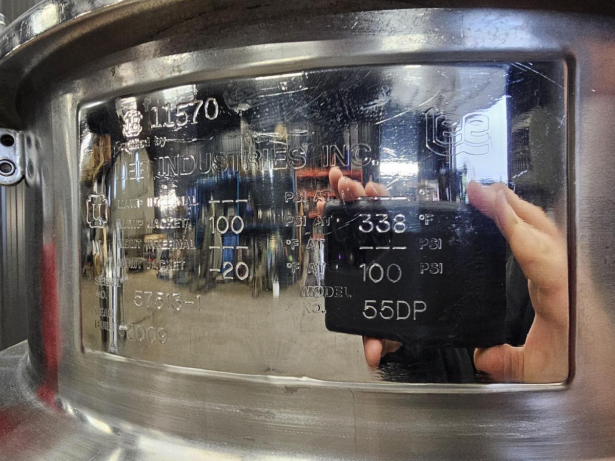 Used Used Lee Industries 55 Gallon Jacketed Tank, Stainless Steel