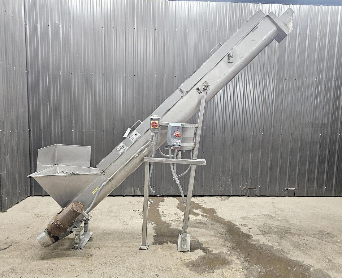Used Used Rietz Screw Conveyor, 8.5” diameter x 132” long, 304 Stainless Steel