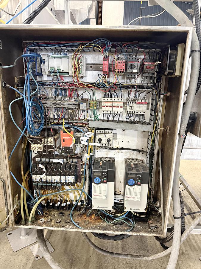 Used Je Recois - Mepaco double ribbon blender, with dumbing column and control panel, jacketed