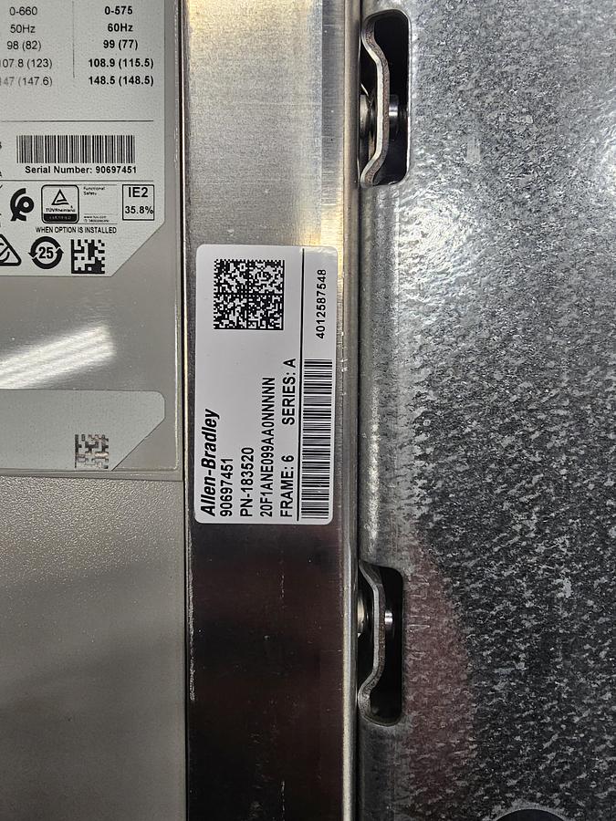 Used Used Allen-Bradley Variable Frequency Drive, Model 20F1ANE099 AA0NNNNN, 100 HP, 600V