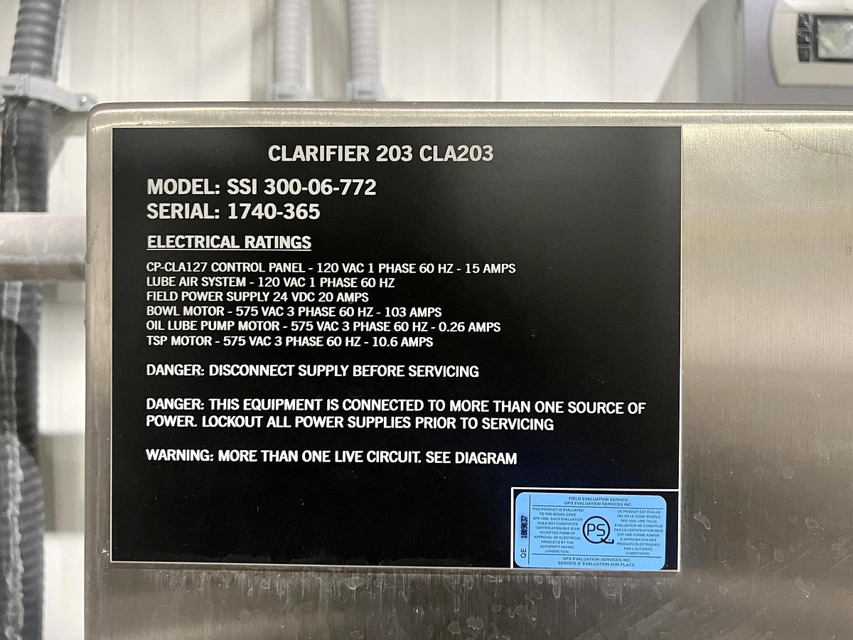 Used Used GEA Westfalia Disc Stack Centrifuge, Model SSI-300-06-772