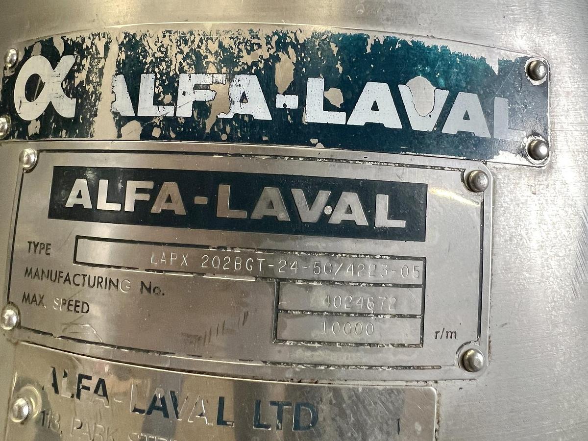 Used Used Alfa Laval Centrifuge, Model LAPX 202 BGT