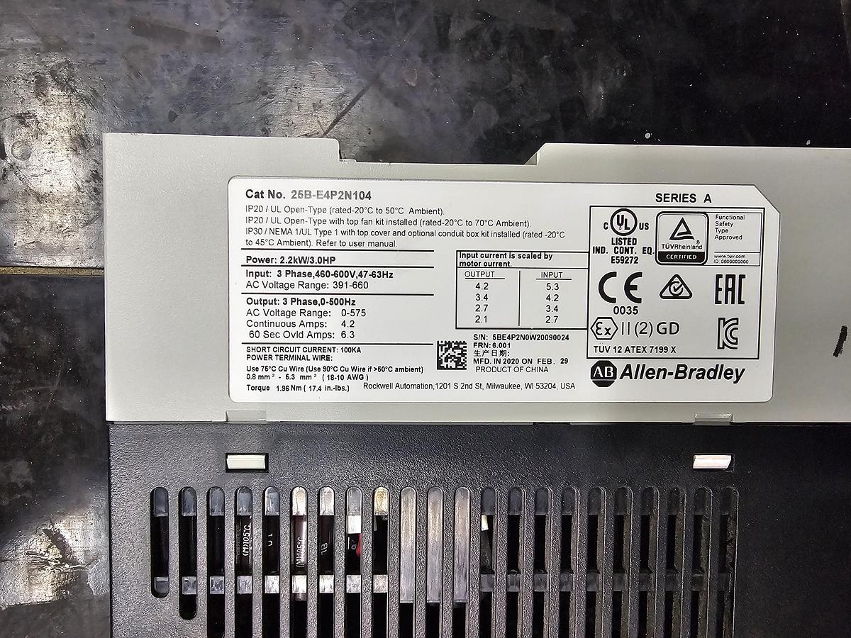 Used Used Allen-Bradley Variable Frequency Drive, 3 HP, 460-600V - Quantity Available : 34