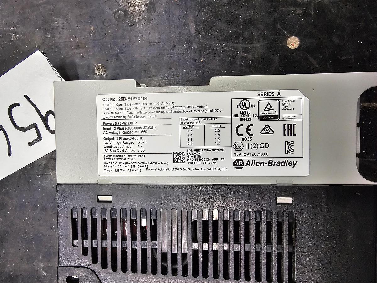 Used Used Allen-Bradley Variable Frequency Drive, Model 25B-E1P7N104, 1 HP, 460-600V
