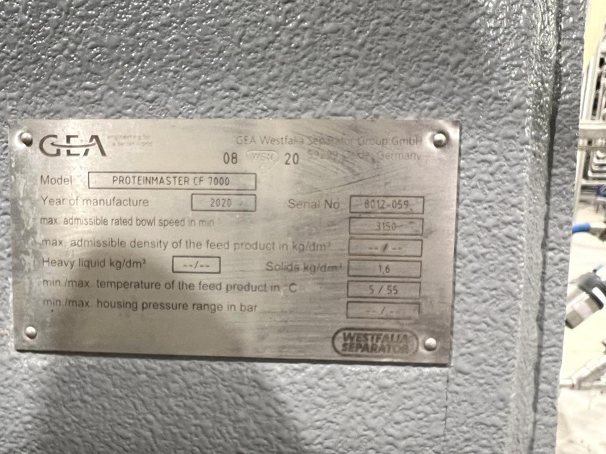 Used Used GEA Westfalia Decanter Centrifuge, Model Protein Master CF 7000