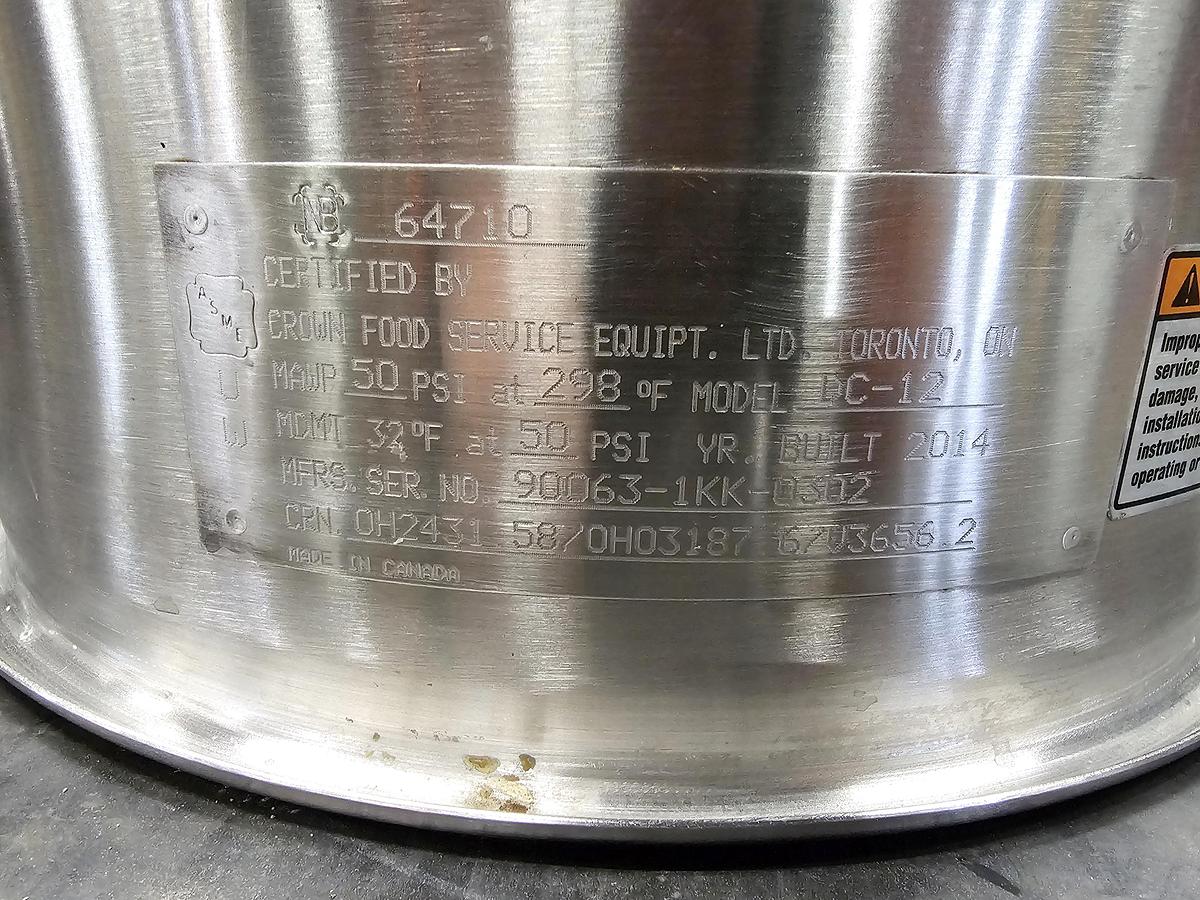 Used Used Crown Food Service Equipt. LTD Kettle, 12 Gallon, Stainless Steel