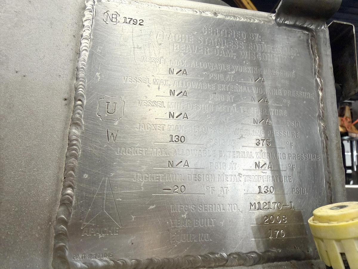 Used Je Recois - Mepaco double ribbon blender, with dumbing column and control panel, jacketed