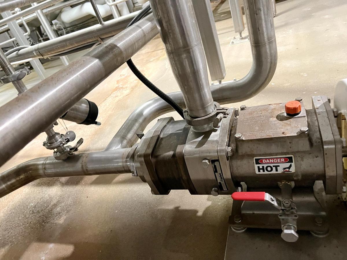 Used Used 2500 Gallon Jacketed Tank, Stainless Steel, With Scrape Agitation & Twin Screw Pump