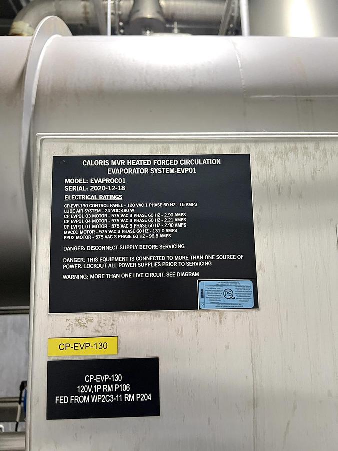 Used Used Caloris MVR Heated Forced Circulation Evaporator System