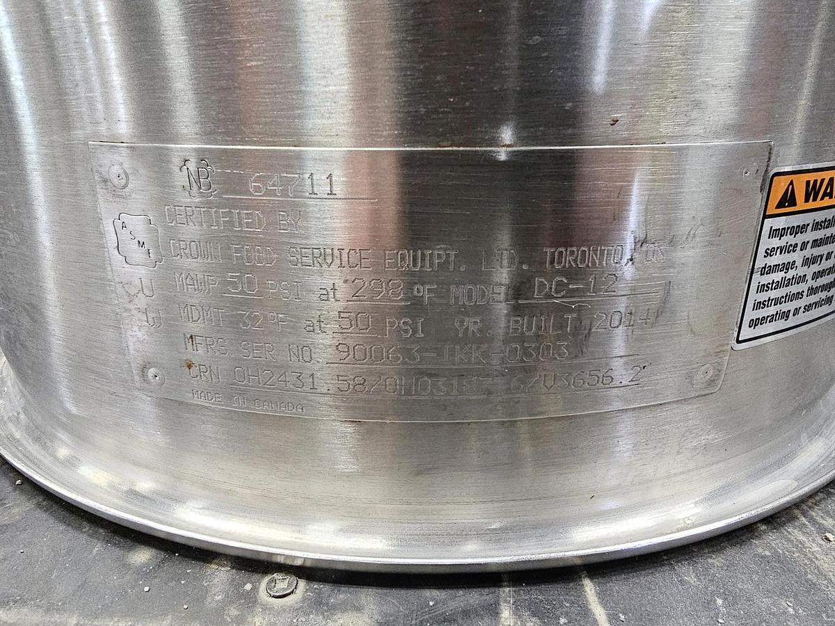 Used Used Crown Food Service Equipt. LTD Kettle, 12 Gallon, Stainless Steel