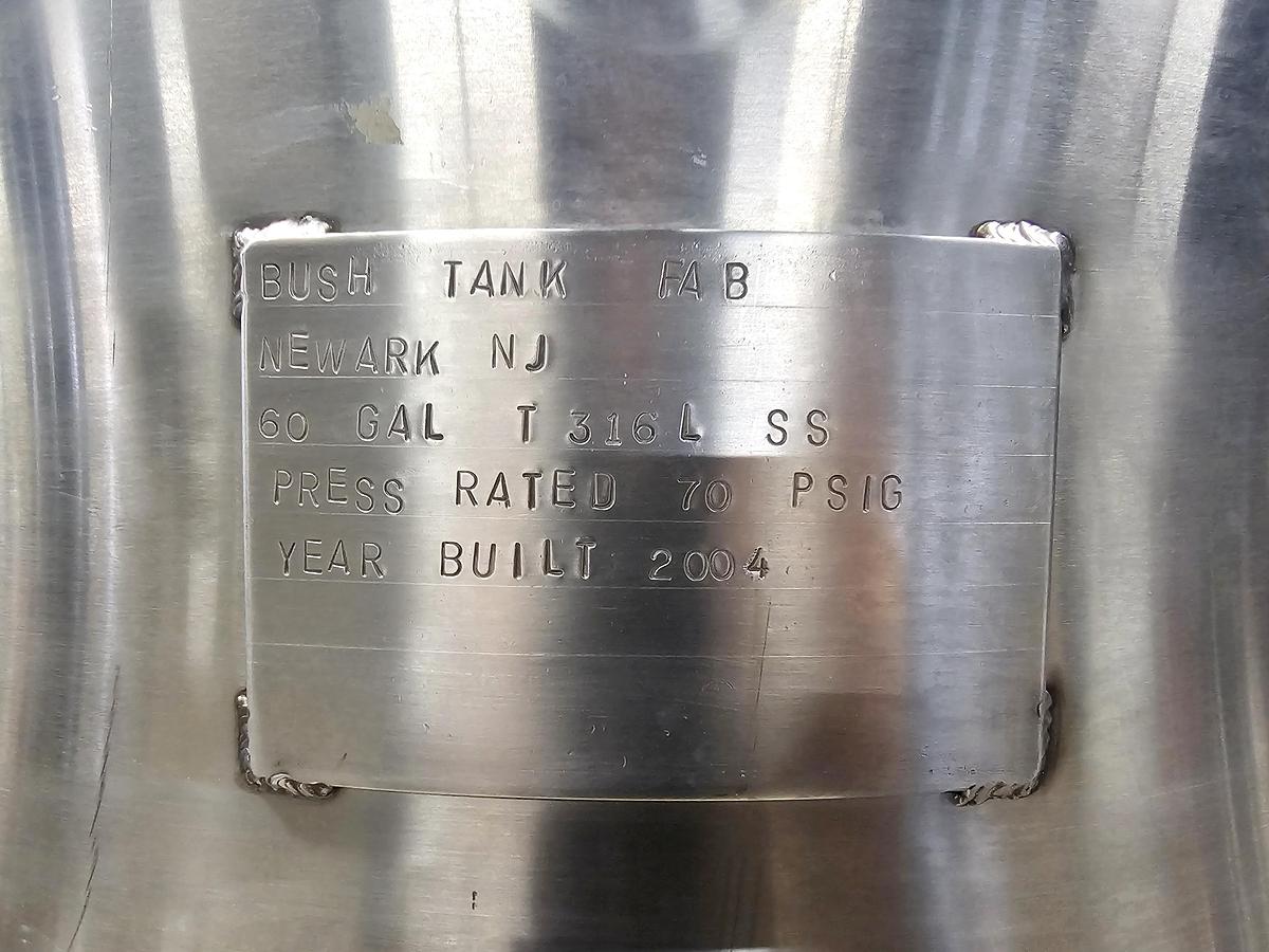 Used Used 60 Gallon Jacketed Tank, 316L Stainless Steel