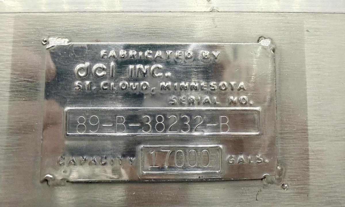 Used Used DCI 17,000 Gallon Tank, 304 Stainless Steel