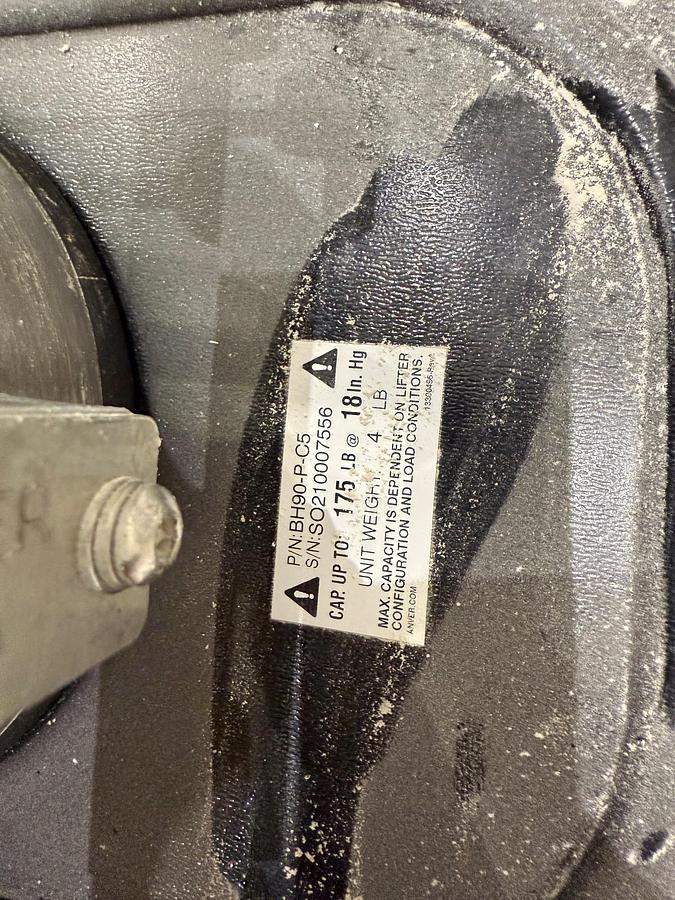 Used Used Acculift Free Standing Jib Crane with Vacuum Tube Lift System for 70 Lbs. Paper Type Bags