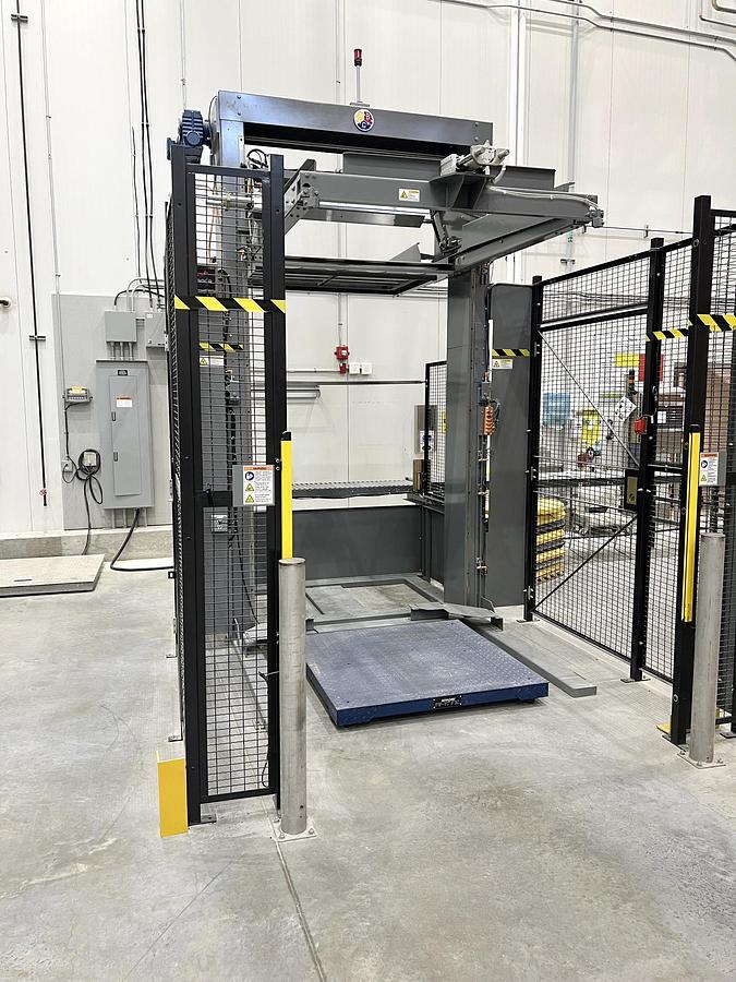 Used Used ABC Machinery Semi-Automatic Bag Palletizer, with Conveyors & Floor Scale